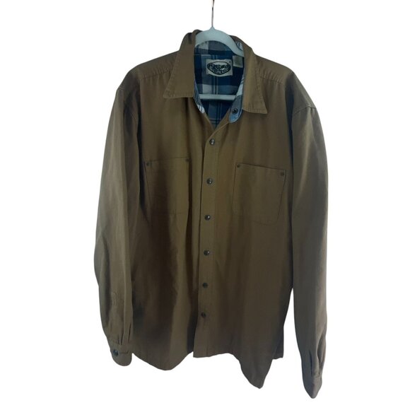Backpacker Men's Canvas Plaid Flannel Button-Up Jacket 2XL Brown Cotton Outdoor - Picture 7 of 8